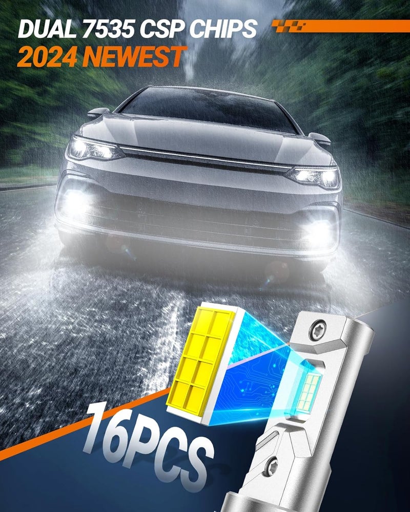 SEALIGHT مصباح ضباب LED H10، 20,000 لومن 1000% أكثر سطوعًا، ضوء أبيض بارد 6500K، مصباح ضباب 9145، عمر طويل لمصباح LED H10، عبوة من 2 - Image 4